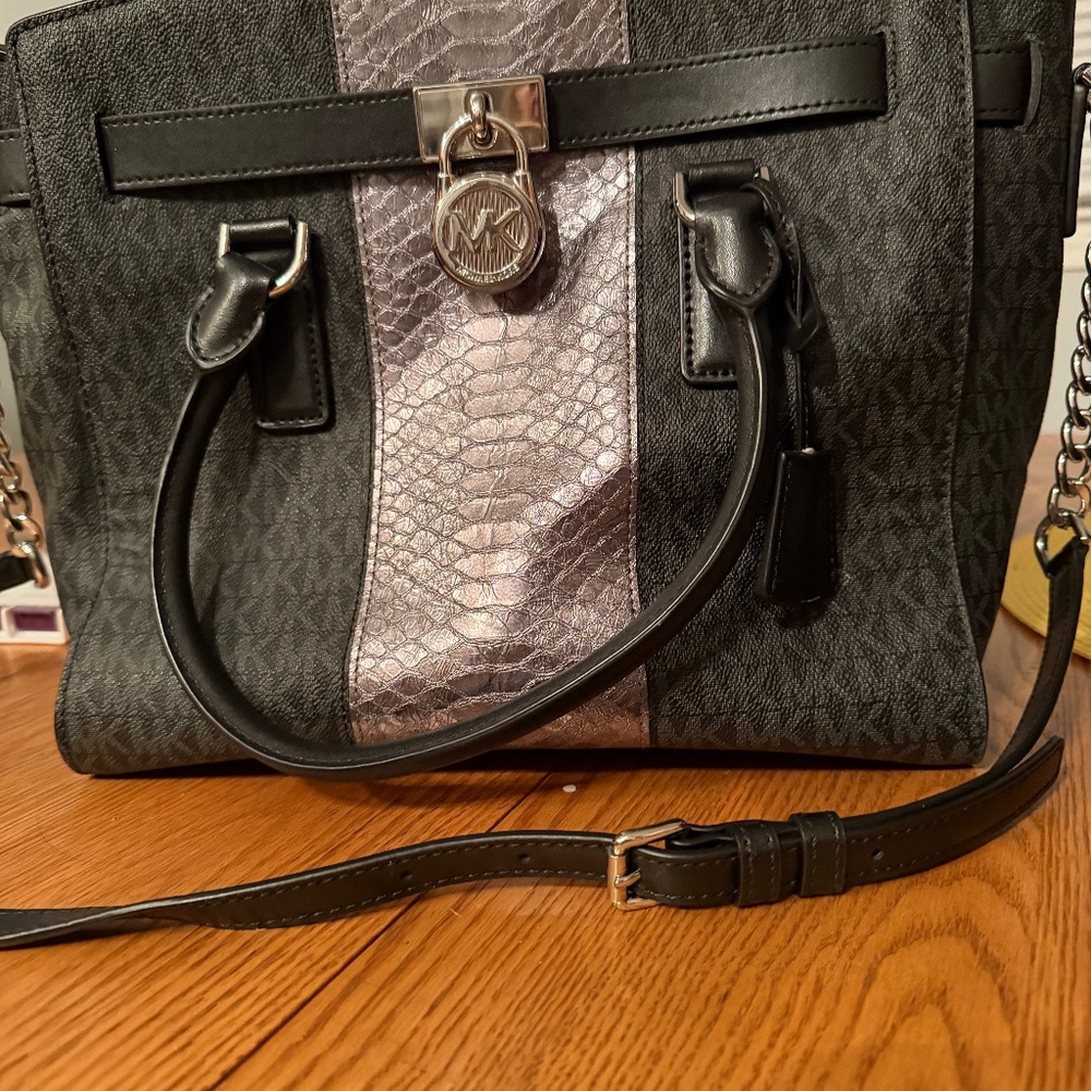 Michael Kors Black and Silver Satchel